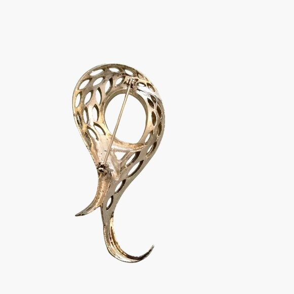 Vintage Abstract Gold Tone Brooch Pin Openwork Statement Runway - Picture 4 of 4